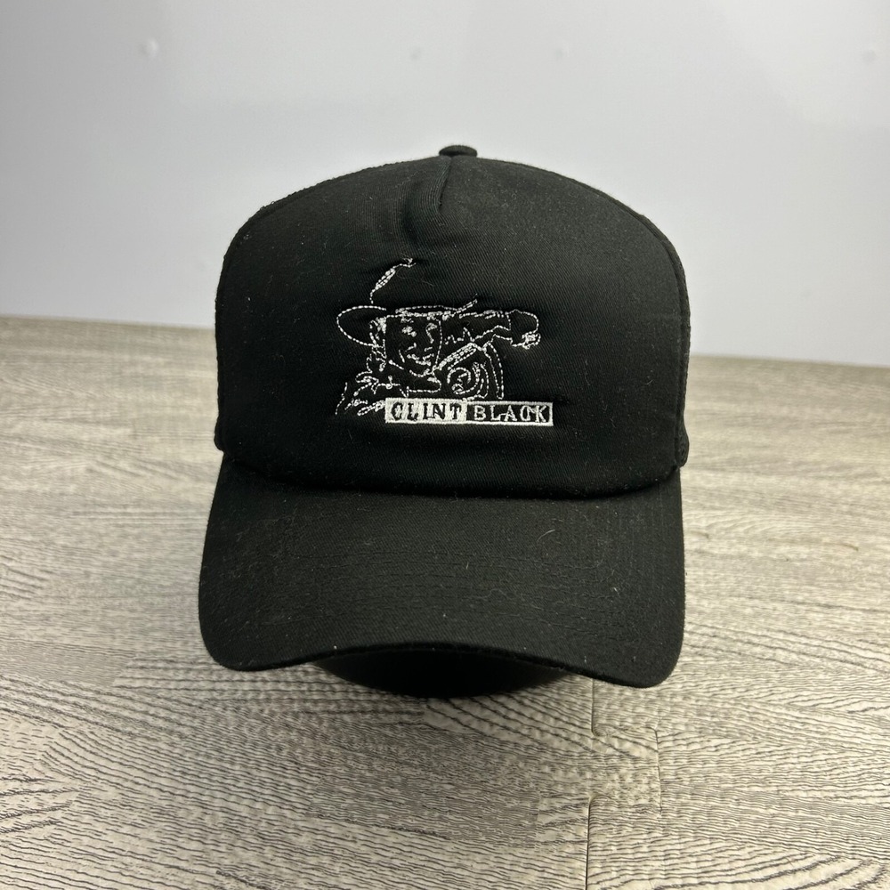 Vintage‎ Clint Black Hat Cap Snap Back Adjustable Black Country Singer Musician